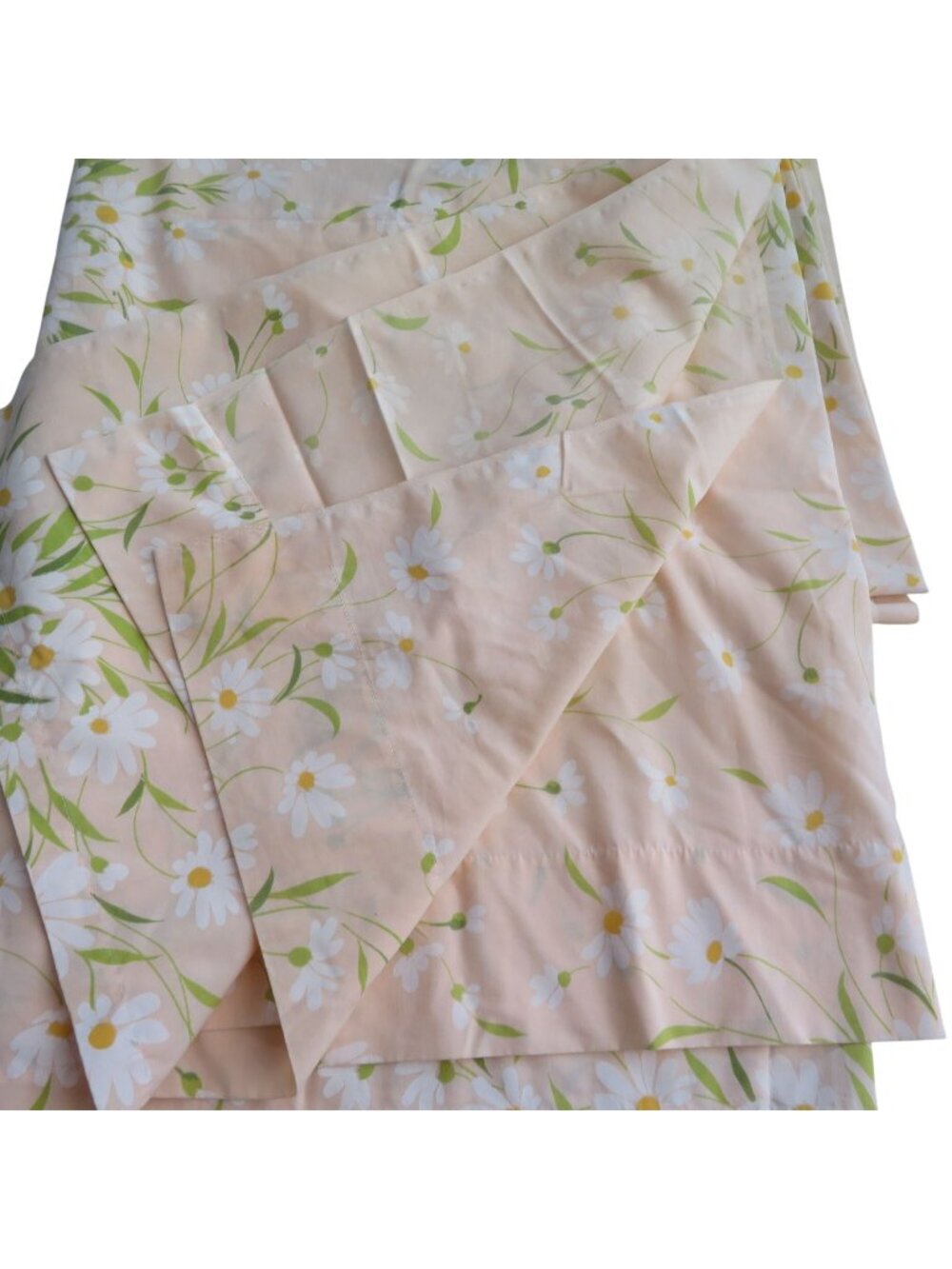 Vintage Morgan Jones Peach Daisy Floral Full Flat Sheet 54x76 No Iron Percale